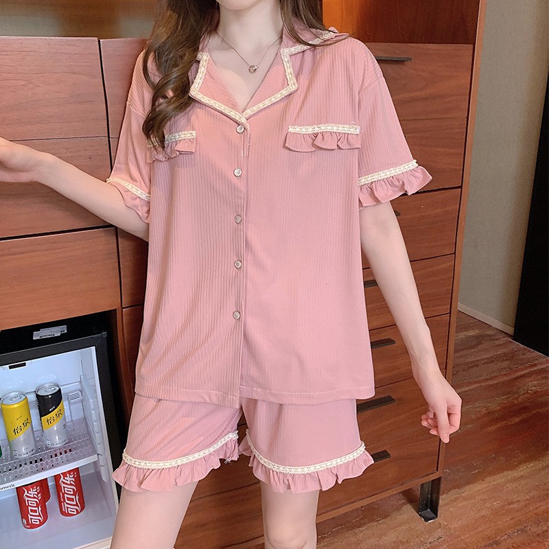 Pijama, Bộ Ngủ Nữ Đồ Mặc Nhà Set Cộc Ba Màu Trơn CCCP04
