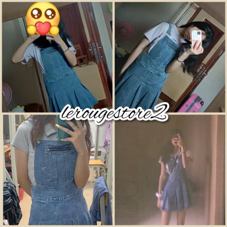 ঔৣ (ORDER) Váy yếm jean cá tính đuôi xòe xếp ly siêu phẩm Tik Tok siêu phẩm có size ulzzang style có size (có size) ঔৣ