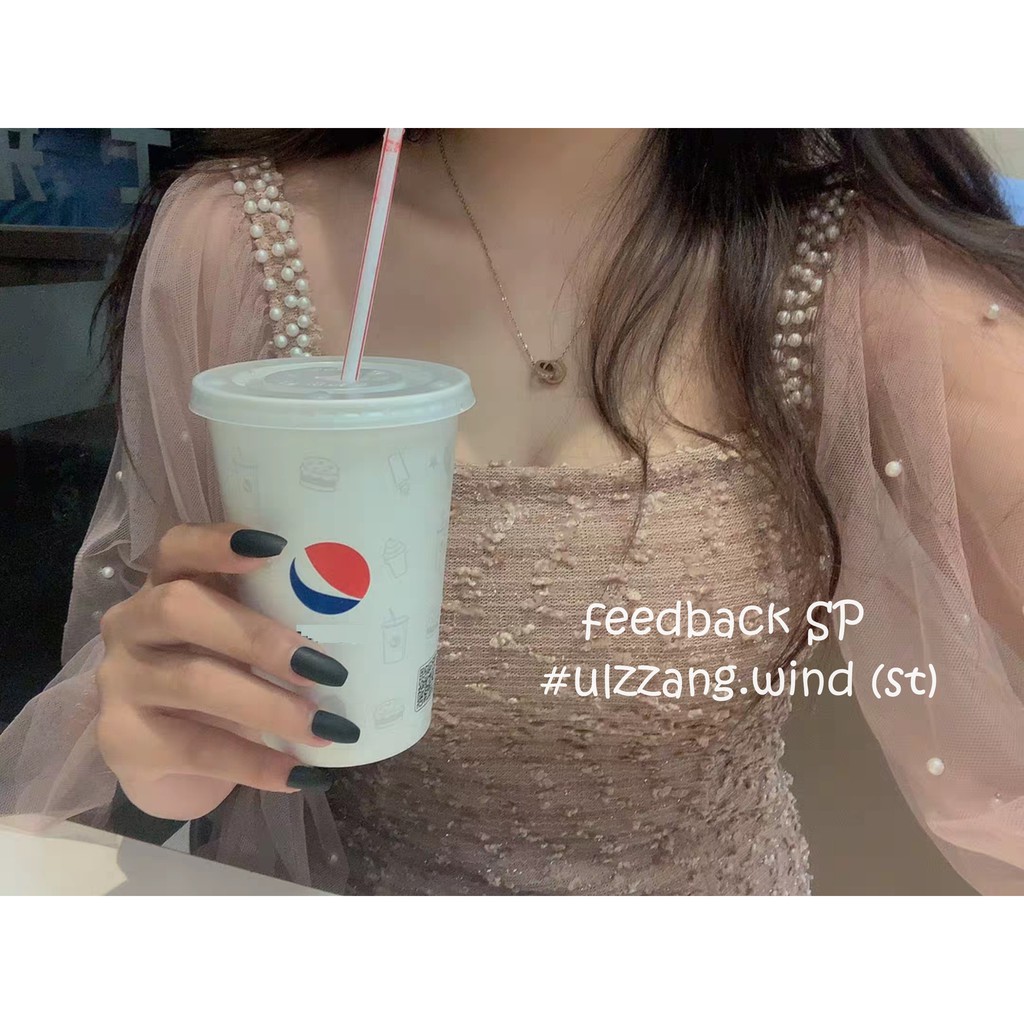 [Sẵn đen-Ảnh thật] Đầm ulzzang tiểu thư cổ vuông đính hạt -u.w | BigBuy360 - bigbuy360.vn