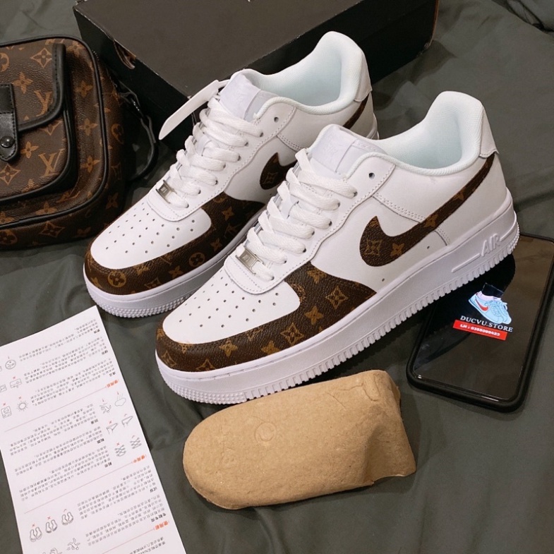 [Ả𝐧𝐡 +Video 𝐓𝐡ậ𝐭] Giày Air Force 1 Nam Nữ, Giày Sneaker AF1 Costom LV Nâu Trắng Thời Trang Cao Cấp Hottrend 2022 | BigBuy360 - bigbuy360.vn