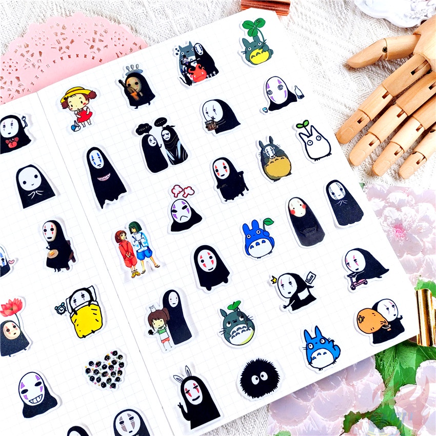 ★★★ Spirited Away. Sticker Dán Trang Trí Nhật Ký Mini Q-1 Hình Vô Diện Xinh Xắn ★★★ 48 Miếng Dán Decal Thời Trang Trang Trí Album