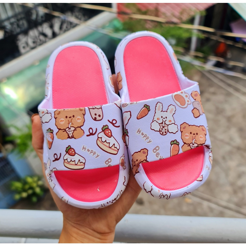 Dép bánh mì nguyên khối in hình thỏ bánh kem chất cao su siêu mềm