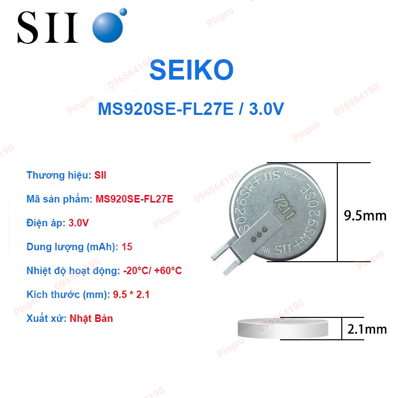 Pin sạc Seiko MS920SE 3V chính hãng
