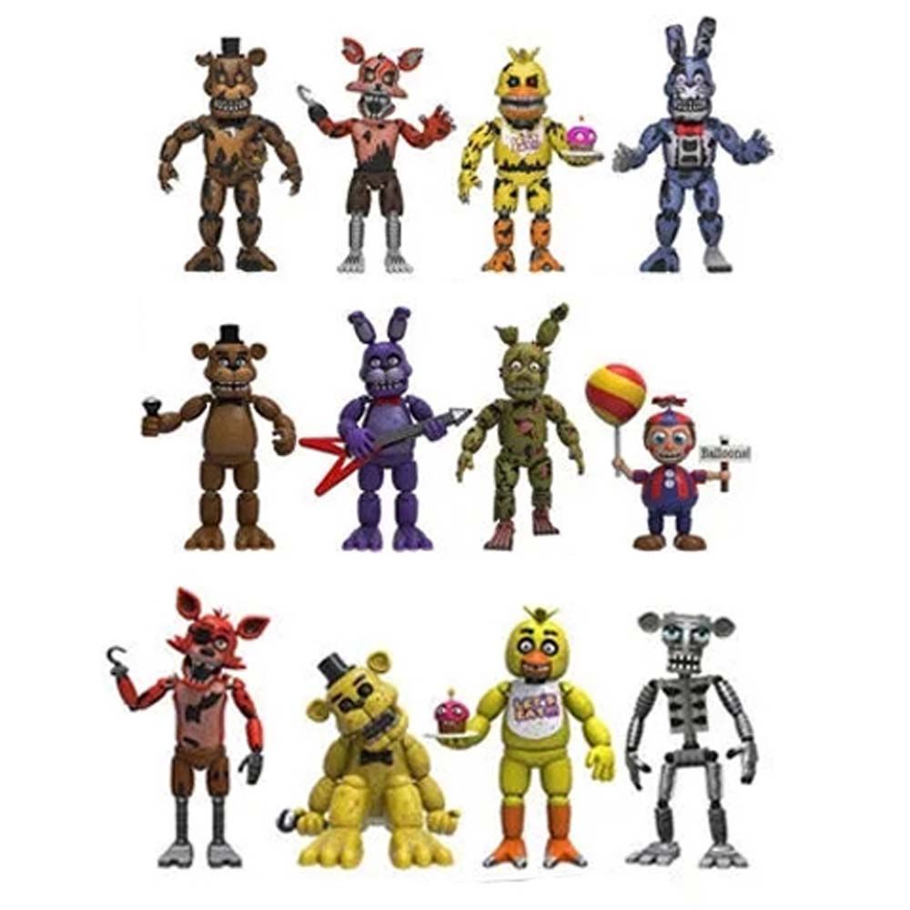 BERNARDO 4pcs/set Five Nights at Freddy's Toy Gift Collectible Model Action Figure Car Decorations Figure Toy Chica Security Breach Freddy Bear FNAF Nightmare Figures Model