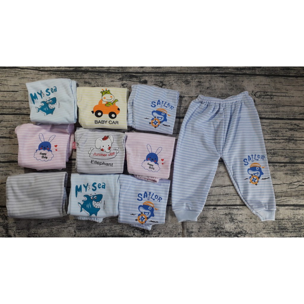 (bịch 10 chiếc) Quần dài thu đông cotton mềm mịn in hình ngộ nghĩnh cho bé từ 0-30 tháng (Hàng Việt Nam)