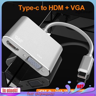 Dây Cáp Chuyển Đổi Cổng Usb 3.1 Type-c Sang 4kx2k Hdmi-compatible Vga Cho Macbook