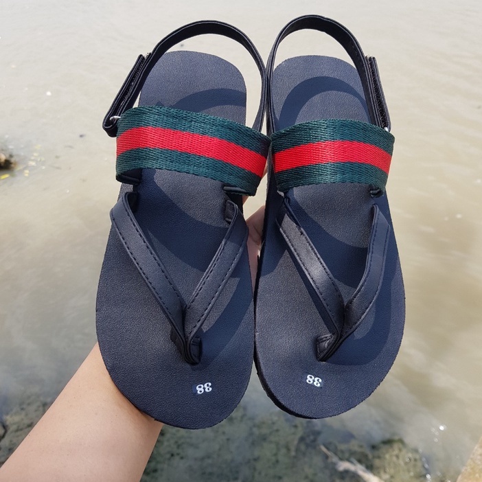 sandal đồng nai xăng đan nam và nữ ( đế đen quai đen phối dù ) size từ 34 nữ đến 43 nam