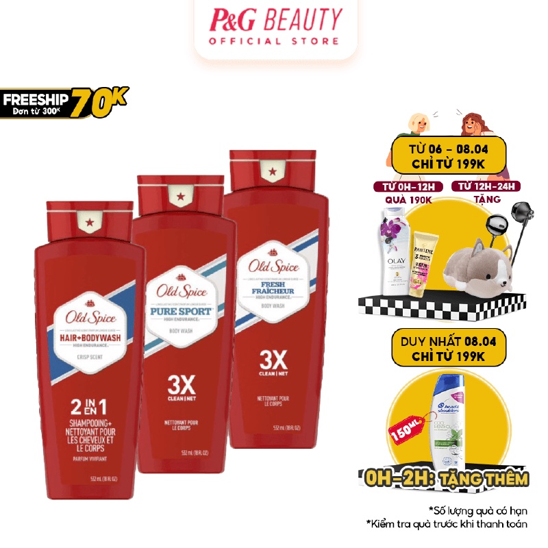 Gel Tắm Gội Old Spice nhiều mùi hương 532ml/chai