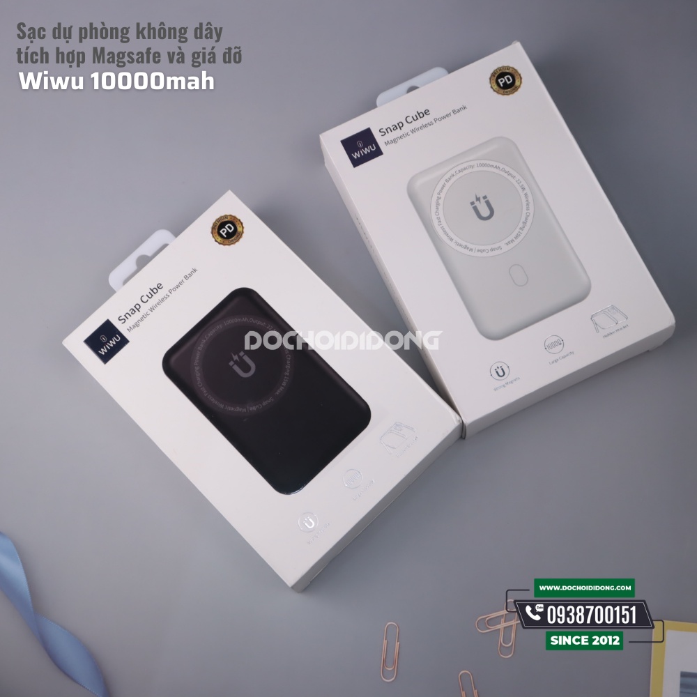 Sạc Dự Phòng Không Dây Tích Hợp Magsafe Và Giá Đỡ Điện Thoại Wiwu 10000mah
