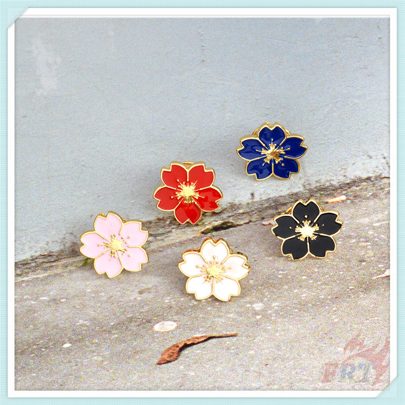 Ghim cài hình hoa anh đào tráng men dòng 01 trang trí balo 5 màu tùy chọn
