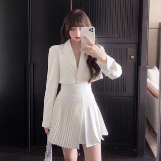 Set Áo Vest Croptop Kèm Váy Bó Eo Tôn Dáng‼️‼️‼️