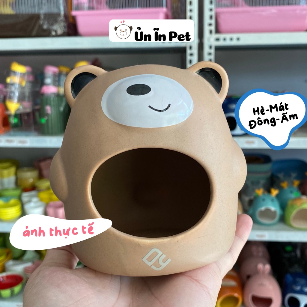 Nhà ngủ sứ hamster, GẤU NÂU siêu mát, dễ thương