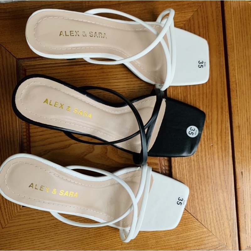 Dép guốc cao gót nữ 7p quai mảnh đế nhọn mũi vuông hở ngón 3 dây chéo siêu nhẹ đẹp rẻ thời trang