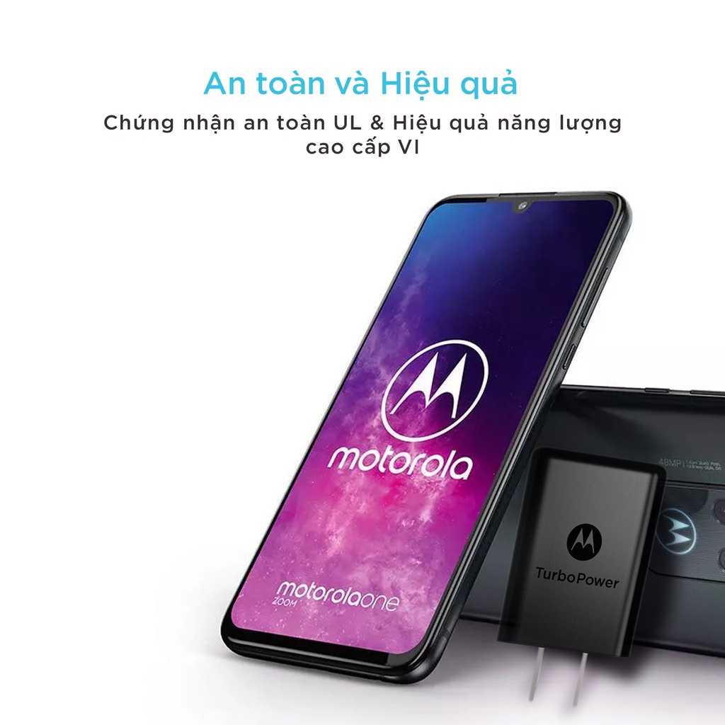 Bộ cáp sạc Motorola TurboPower 18W PD Charger - Cổng sạc TypeC - Hỗ trợ sạc nhanh gấp 3 lần - dây sạc 1m