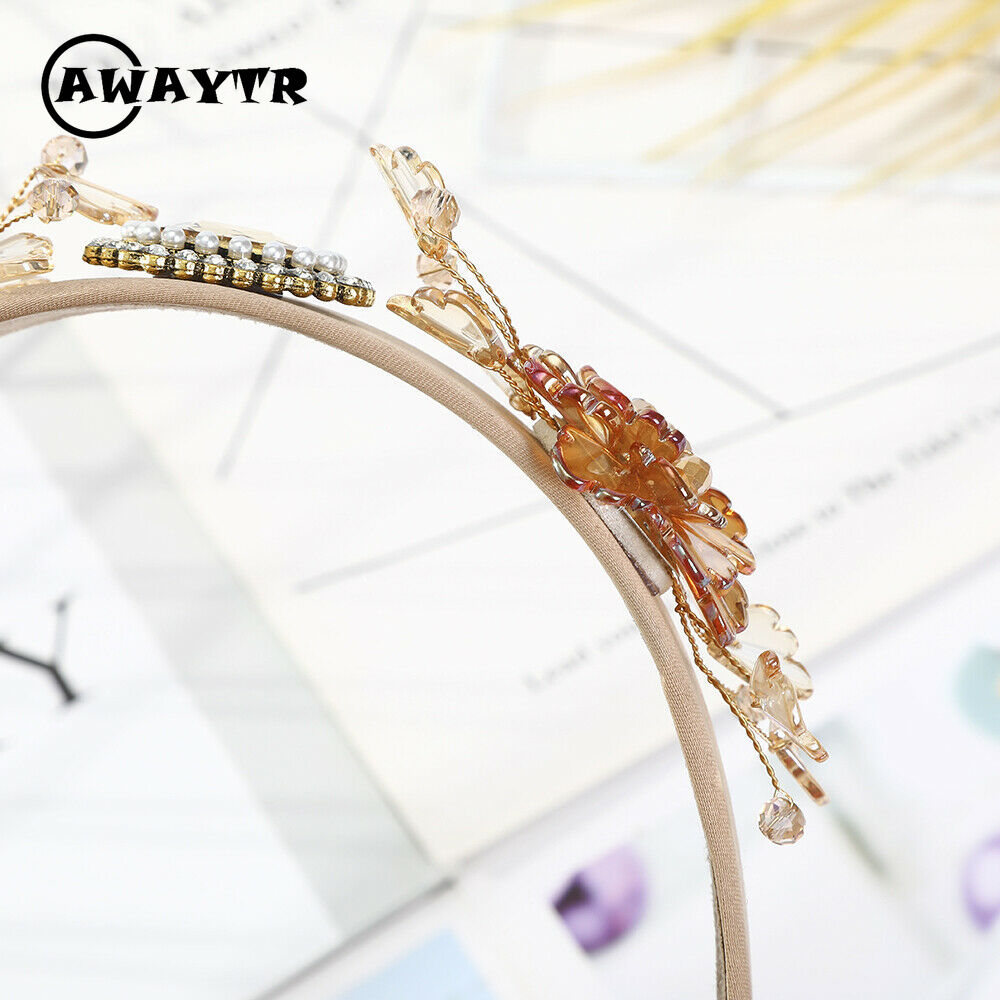 Băng đô cài tóc đính đá và ngọc trai nhân tạo xinh xắn dành cho nữ