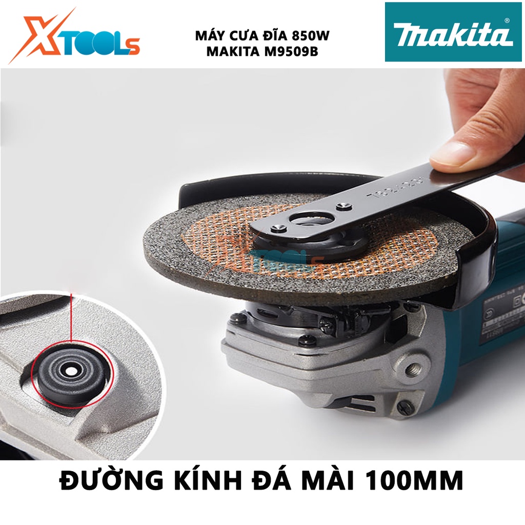 Máy mài góc Makita M9509B | máy mài cầm tay công tắc trượt công suất 850W tốc độ không tải 11000 rpm đường kính lưỡi mài