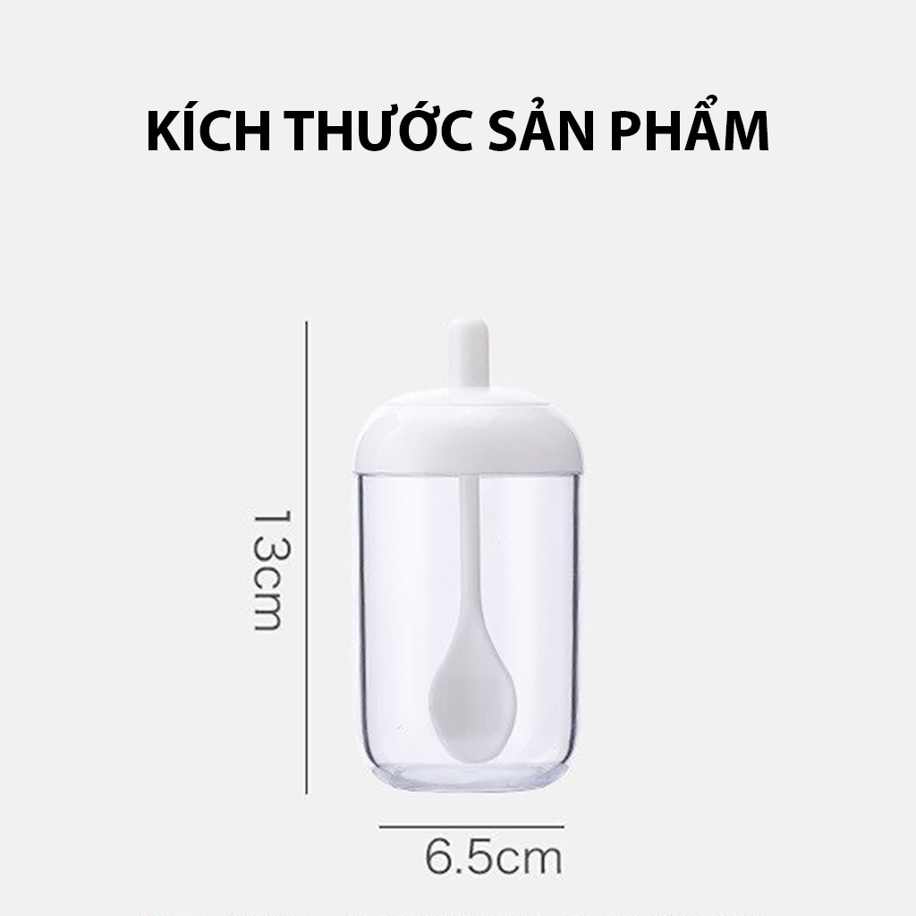 Hũ Lọ Đựng Gia Vị Trong Suốt Kèm Muỗng Thìa Cố Định Tiện Dụng (250ml)