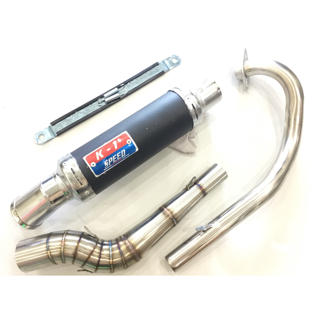 Bộ pô K1 ĐEN full cổ cong 2 KHÚC INOX 304 WAVE, SI, CUP, DREAM, EXCITER, WINER, SONIC, RAIDER FI, SATRIA, GSX