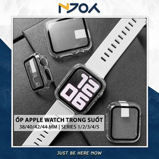 Ốp Apple Watch Boxer Clear Trong Suốt Kính Cường Lực Viền Dẻo Silicon Series 5 4 3 2 1 Size 44mm 42mm 40mm 38mm Njoyshop