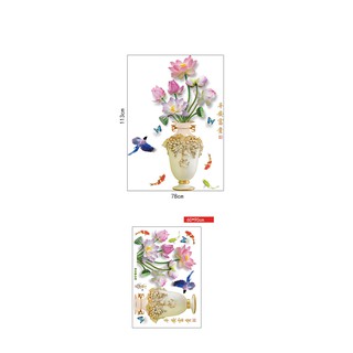 decal dán tường bình hoa sen