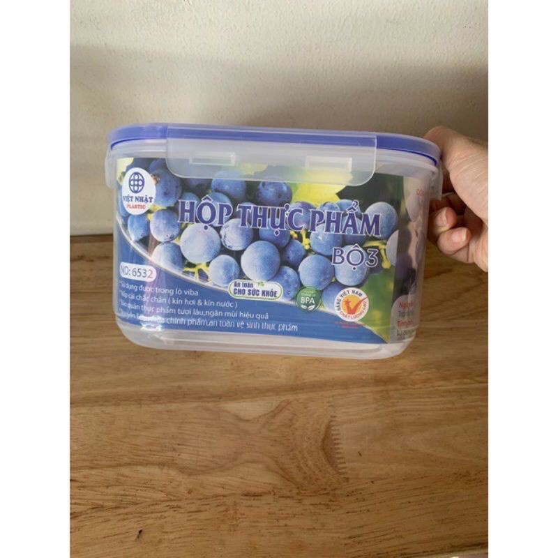 Bộ 3 hộp đựng thực phẩm Tiện Lợi - An Toàn có khóa chắc chắn.