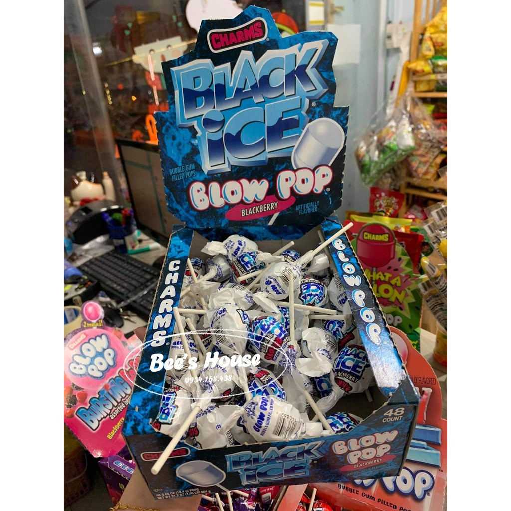 Kẹo Mút Nhân Gum Blow Pop Black Ice Berry