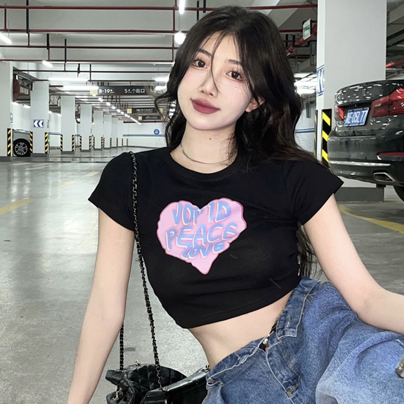 Áo Thun Tay Ngắn Cổ Tròn Màu Trơn In Chữ Vui Nhộn Thời Trang Mùa Hè 80s Cho Nữ