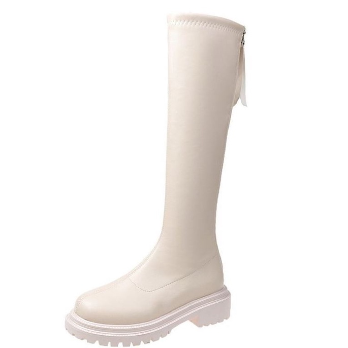 Bốt đùi cao cổ WOMENSTORY lót nỉ giày Boots nữ da PU mềm đế răng cưa 5 cm boot khóa sau thời trang mùa đông MS 110