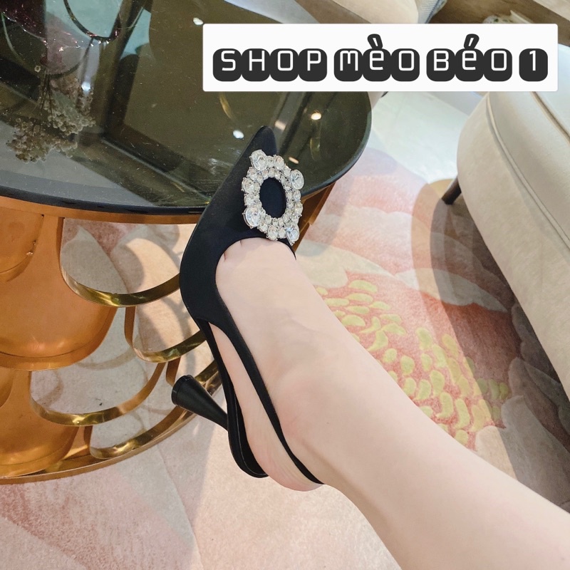 Sandal zara mặt đá tròn gót nhọn xuất dư fullbox