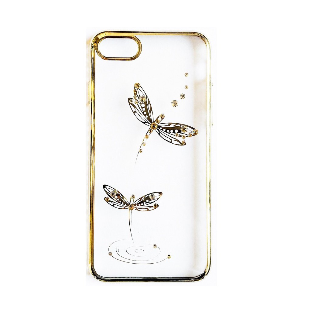 Ốp lưng iPhone 7/7 Plus Tuxedo Crystal đính đá (nhựa cứng, trong suốt, in hình Chuồn chuồn vàng)