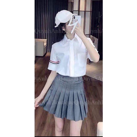 Áo Sơ Mi Trắng Nữ Cộc Tay Áo sơ mi throme viền tay cực đẹp màu trắng cho các nàng thơ hót nhất hè 2022 áo sơ mi nữ | BigBuy360 - bigbuy360.vn