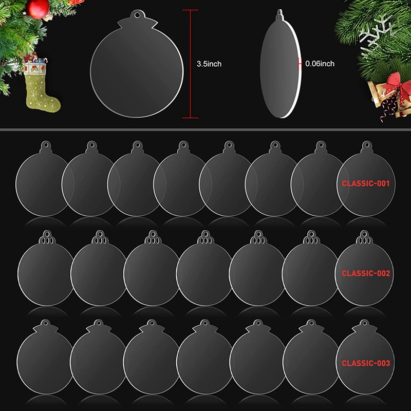 Set 72 Phụ Kiện Trang Trí Giáng Sinh Bằng Acrylic 3.5Inch