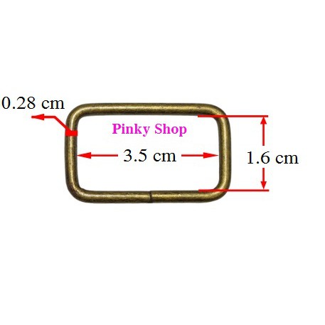 [Giá sỉ] Khoen chữ nhật 3.5cm màu đồng làm phụ kiện túi xách, balô Pinky Shop mã KCND3.5