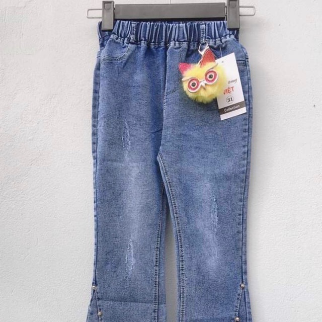 Quần jeans loe móc cú xinh yêu cho bé gái - QLMC