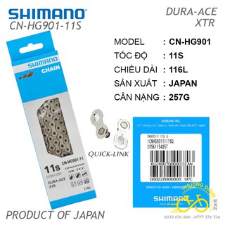 Xích sên xe đạp Shimano DURA-ACE XTR CN HG901 11 Speed - Quick Link - Fullbox Chính Hãng