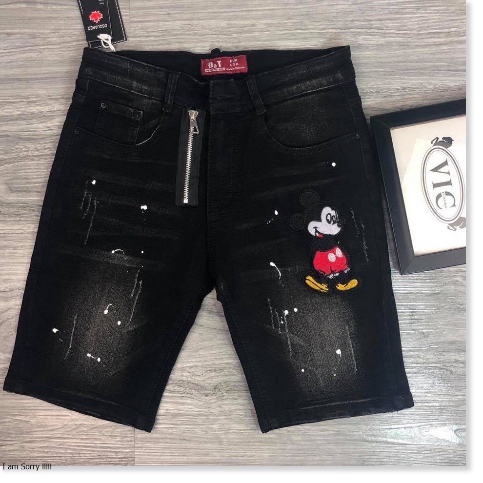 Quần Short Jean Nam Co Dãn Thêu Hình Ấn Tượng ✔️Chuẩn Hình✔️