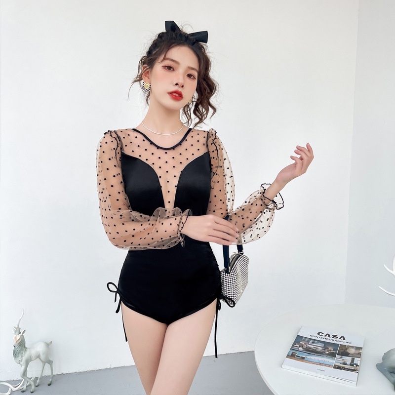 Đồ Bơi Một Mảnh Thiết Kế Mới Phối Ren Cao Cấp Thời Trang Theo Phong Cách Hàn Quốc Cho Nữ