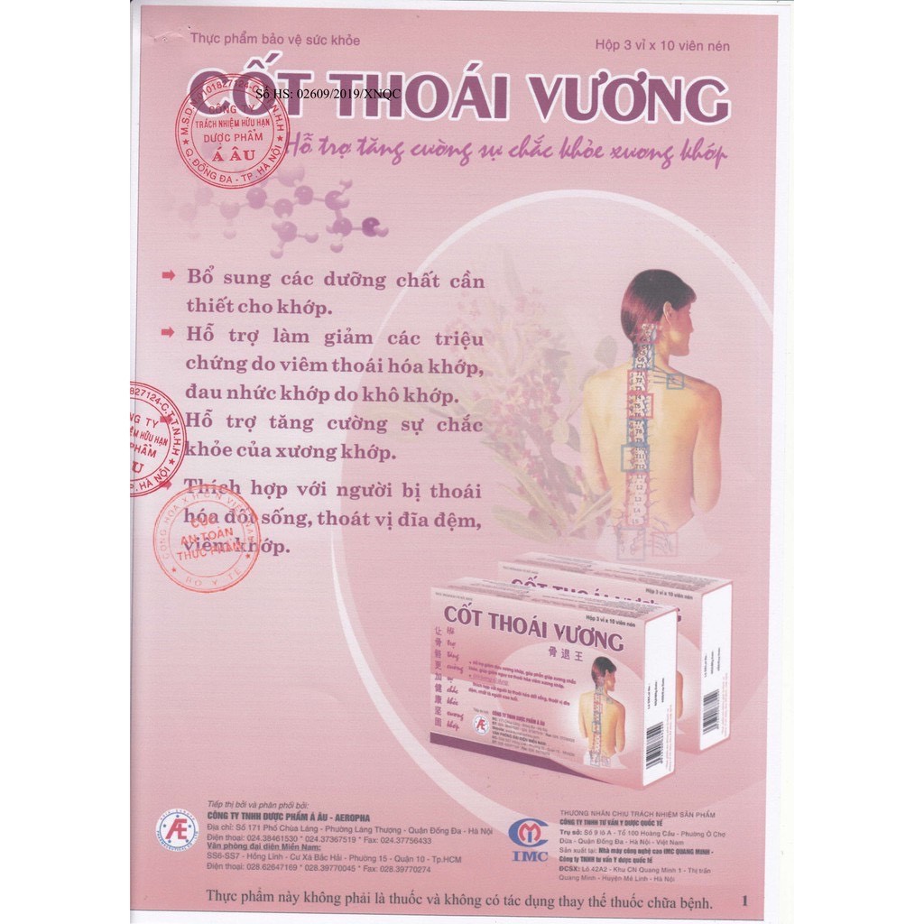 Cốt Thoái Vương 180 Viên - Giảm Đau Nhức Xương Khớp - TẶNG KÈM 1 HỘP 30 VIÊN