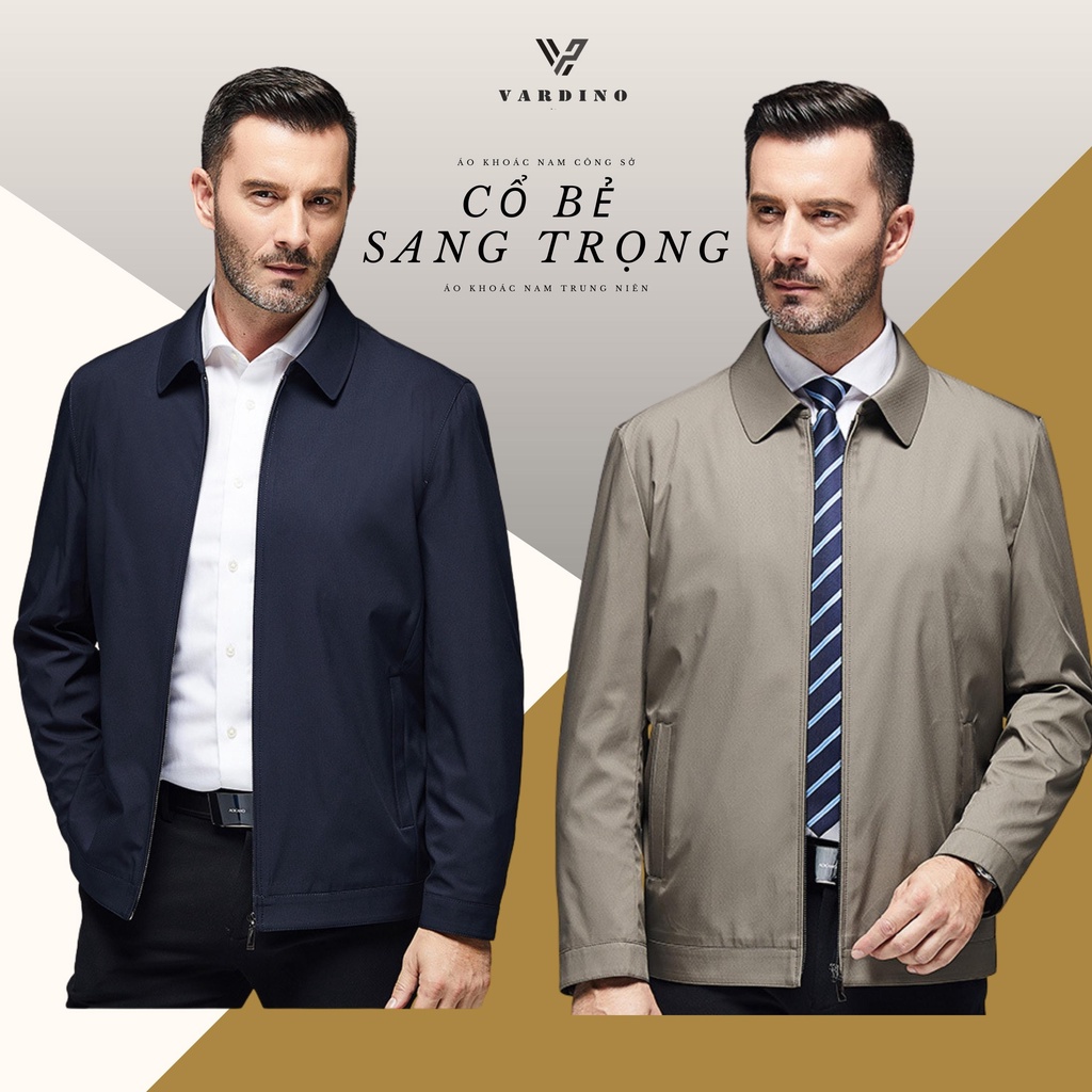 Áo khoác nam trung niên cao cấp VARDINO trẻ trung 2 lớp vải nhẹ có 2 túi trong dáng suông và séc chống kẹt AK53, AK54