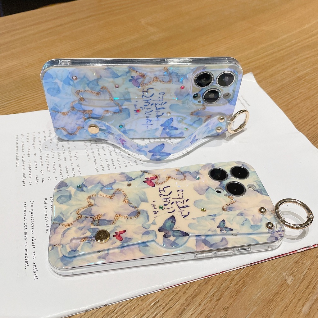 Ốp Điện Thoại Họa Tiết Hoa Có Dây Đeo Cho iPhone 7 8 Plus X Xr Xsmax11 12 13 14 Pro Max