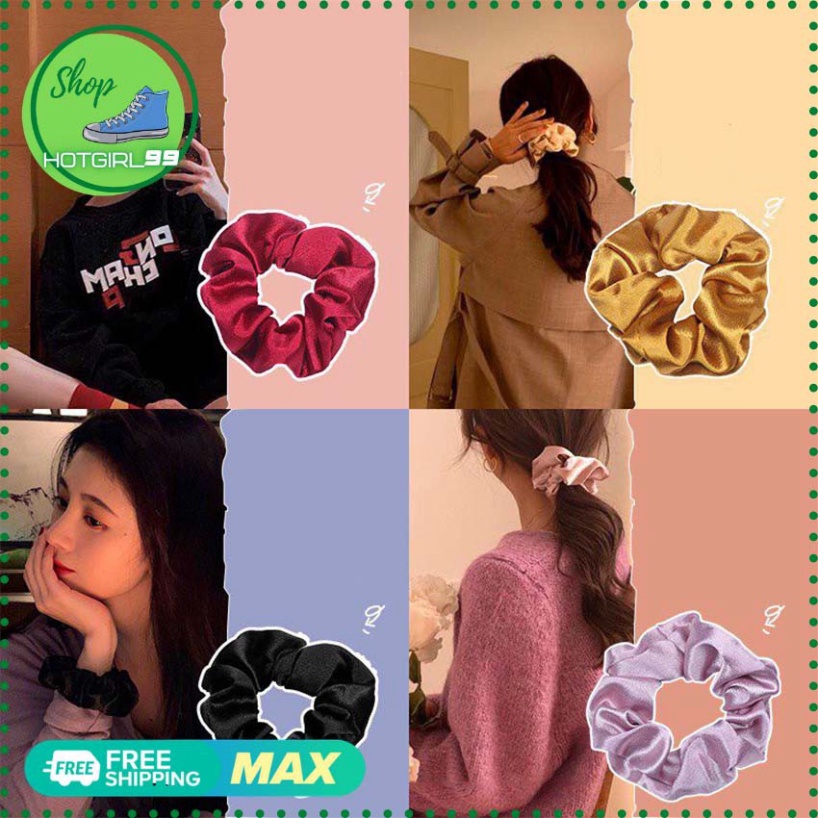 Dây buộc tóc vải phi bóng nhiều màu giá rẻ cho nữ, côt toc phi bóng, buộc toc nữ xinh,