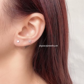 Khuyên tai bạc Grace - Tam giác nụ - Triangle Stud (chiếc)