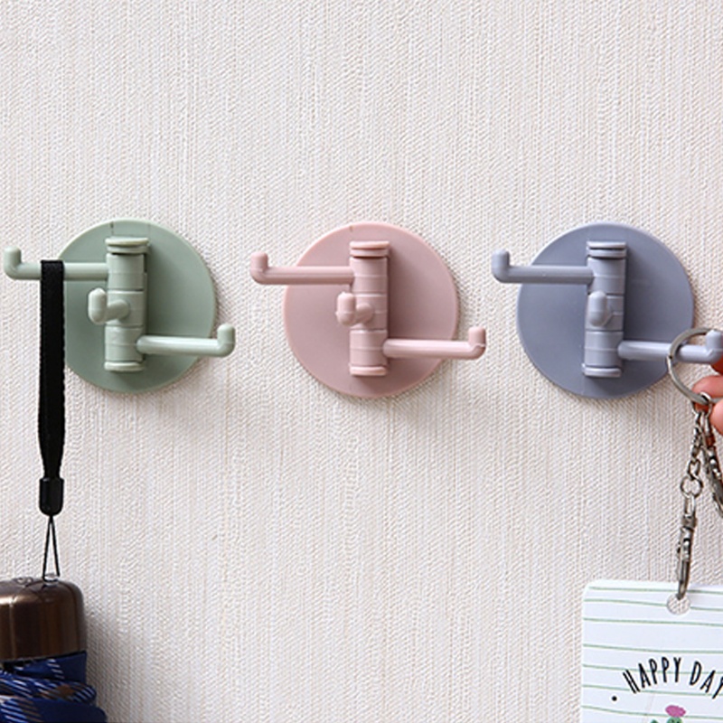 Giá Treo Đồ 3 Móc Gắn Tường Tự Dính Đa Năng Có Thể Xoay Được Cho Nhà Bếp