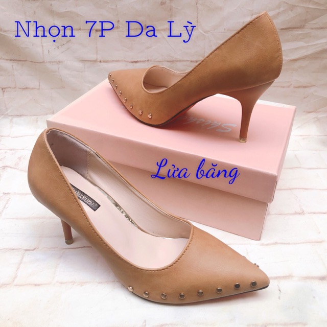 GIày cao gót nhọn 7 phân da lỳ (còn màu nâu)