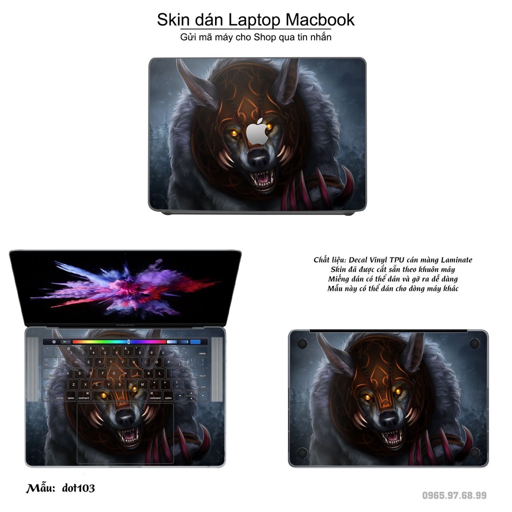 Skin dán Macbook mẫu Dota 2 (đã cắt sẵn, inbox mã máy cho shop)