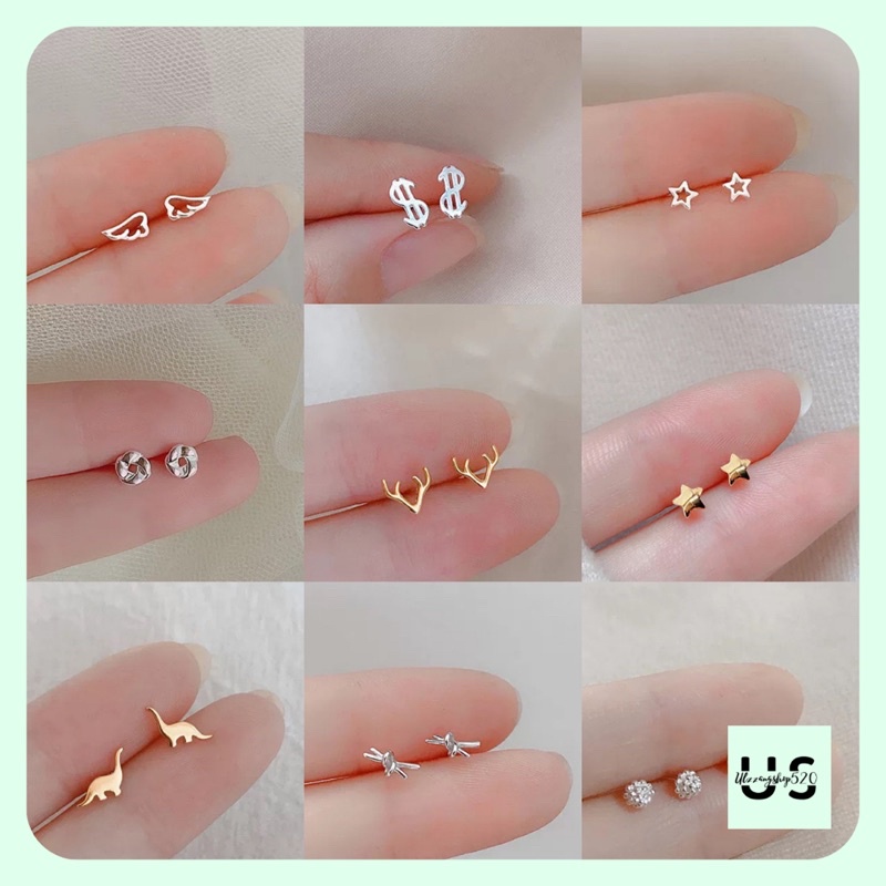 K10 Khuyên tai bạc 925 nhiều hình xinh đẹp đáng yêu kiểu Hàn Quốc Ulzzangshop520