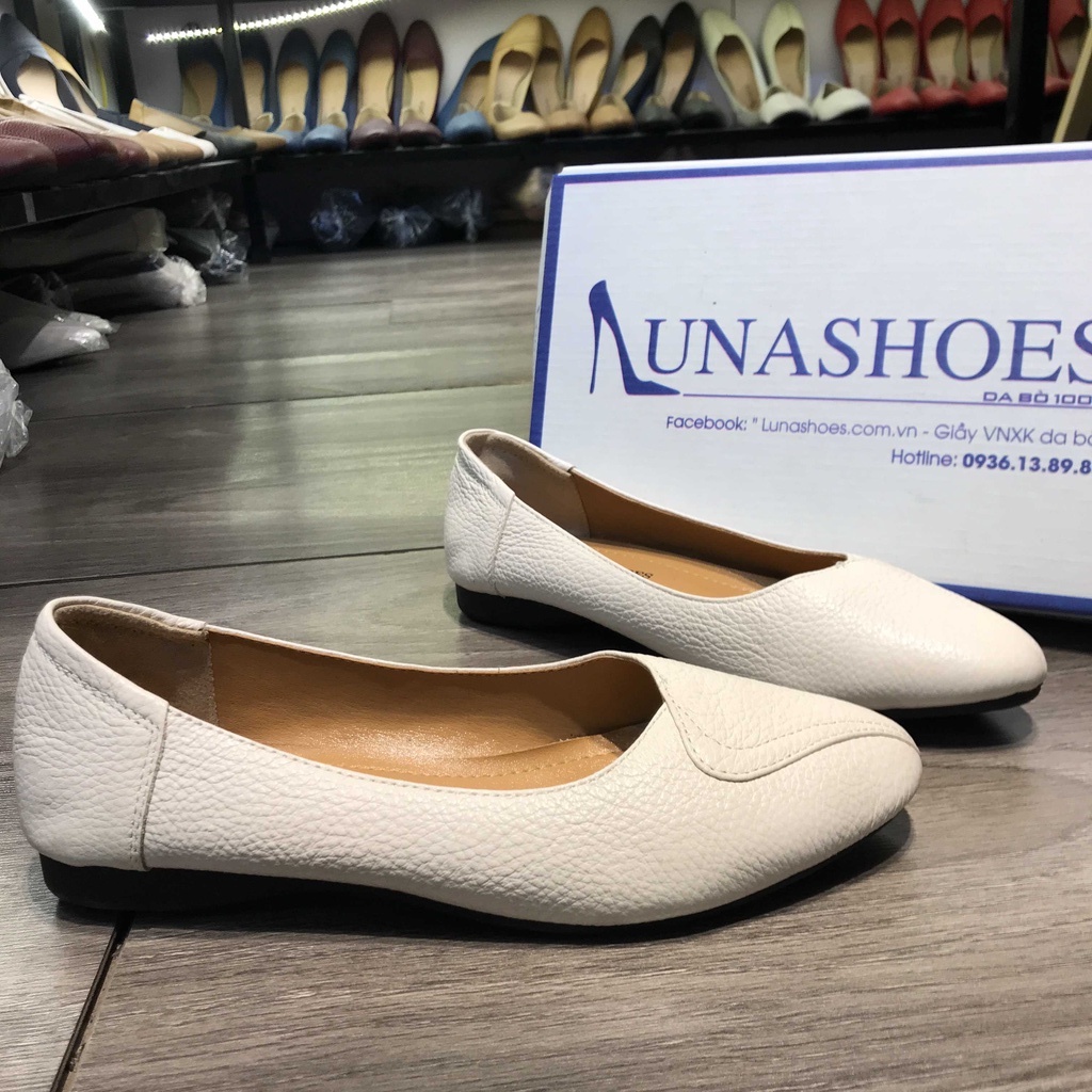 Giày moca nữ Lunashoes 1073 giầy đế bệt mũi nhọn cho mẹ cao cấp nhiều màu bảo hành 24 tháng Fullbox hàng vnxk