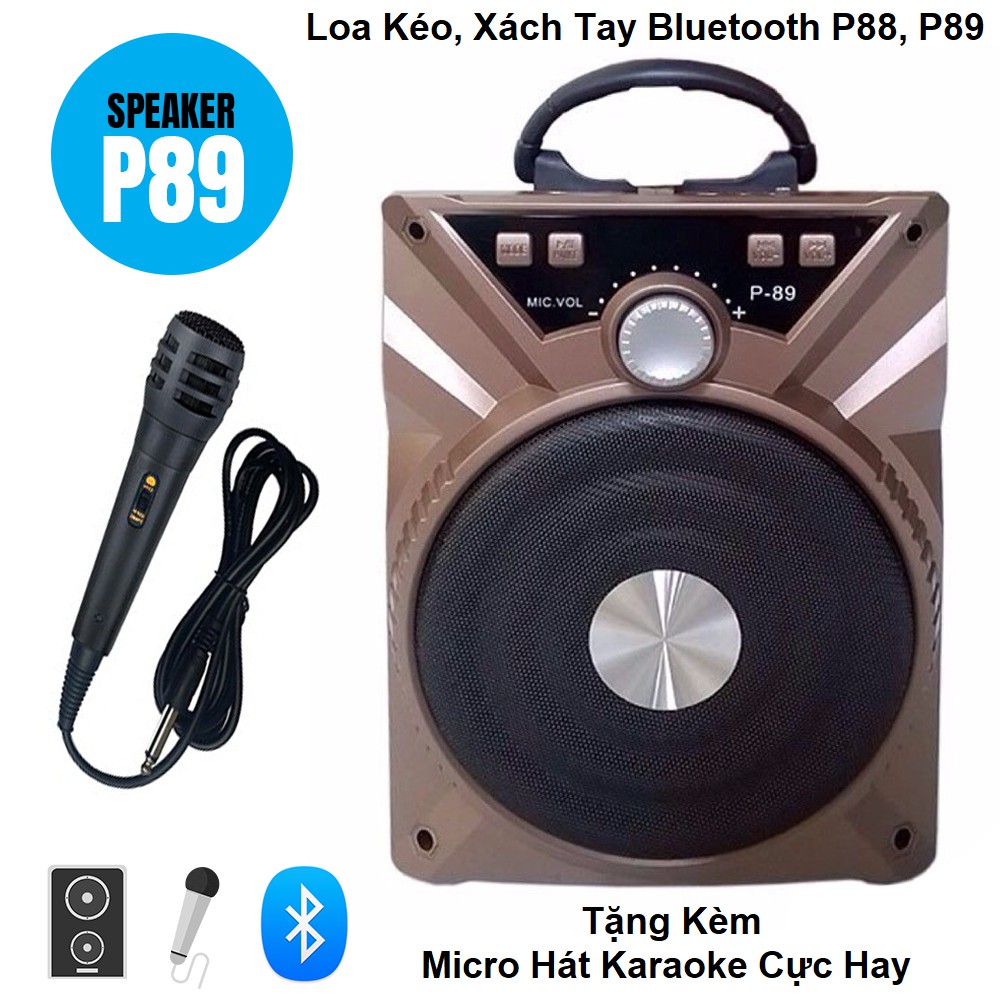 Loa Karaoke Kết Nối Bluetooth Không Dây P88, P89, Loa Xách Tay, Loa Kéo, Tặng Kèm Micro Có Dây Hát Karaoke ( Có Video )