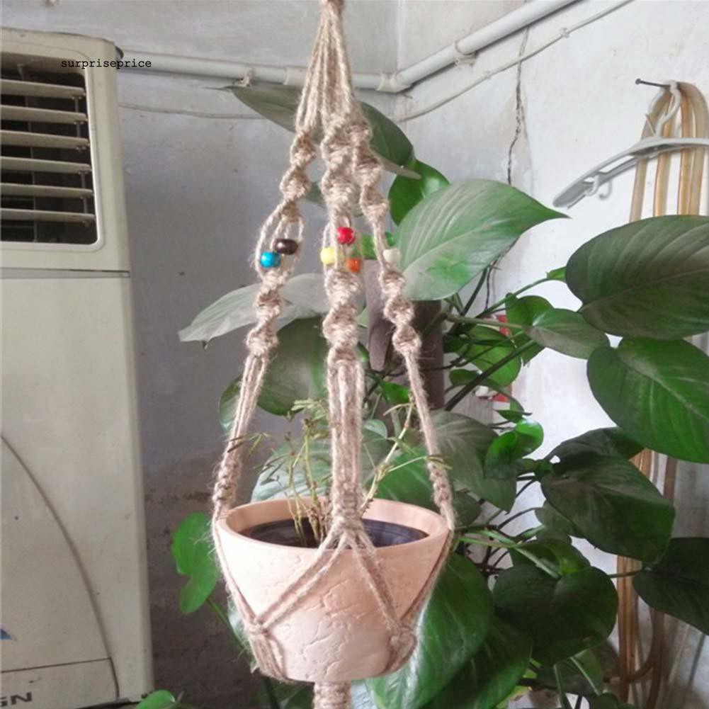 Dây gai dàu phối hạt treo chậu hoa trang trí nhà dễ thương