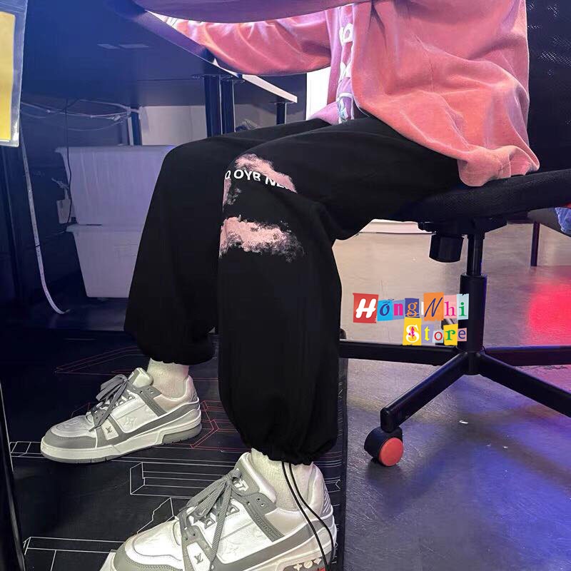 Quần Jogger Line Ulzzang Unisex Jogger Dây Rút Lai In Hình Ống Rộng Dài - MM